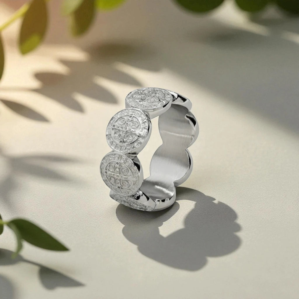 Saint Benedict Band Ring (Silver)